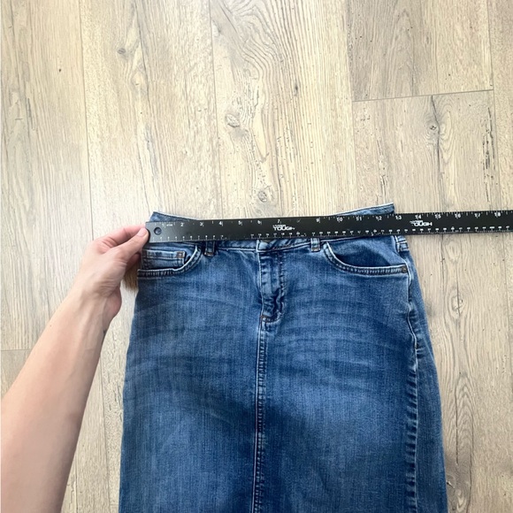 FAT FACE High Rise Midi Jean Medium Stonewash Denim Mini Skirt sz 8 UK Brand - Picture 4 of 6